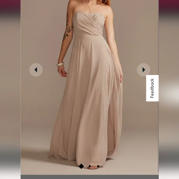 David's Bridal | Dresses | Davids Bridal Biscotti Strapless Chiffon Bridesmaid  Dress | Poshmark
